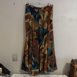 Jones New York Floral Maxi Skirt in Brown and Teal